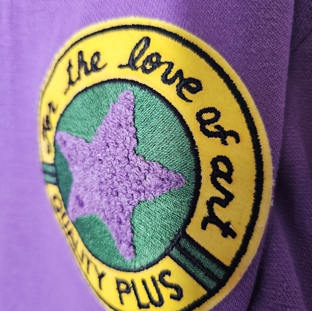Vintage Purple Girls Sweatshirt with Embroidered Patch Little Girls Size 7 - Picture 5 of 7